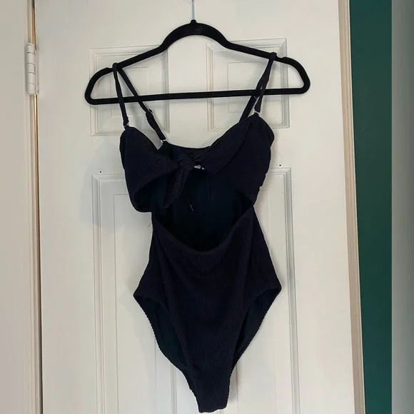 Veronica Beard Black Cut-Out One Piece Swimsuit - Picture 3 of 5